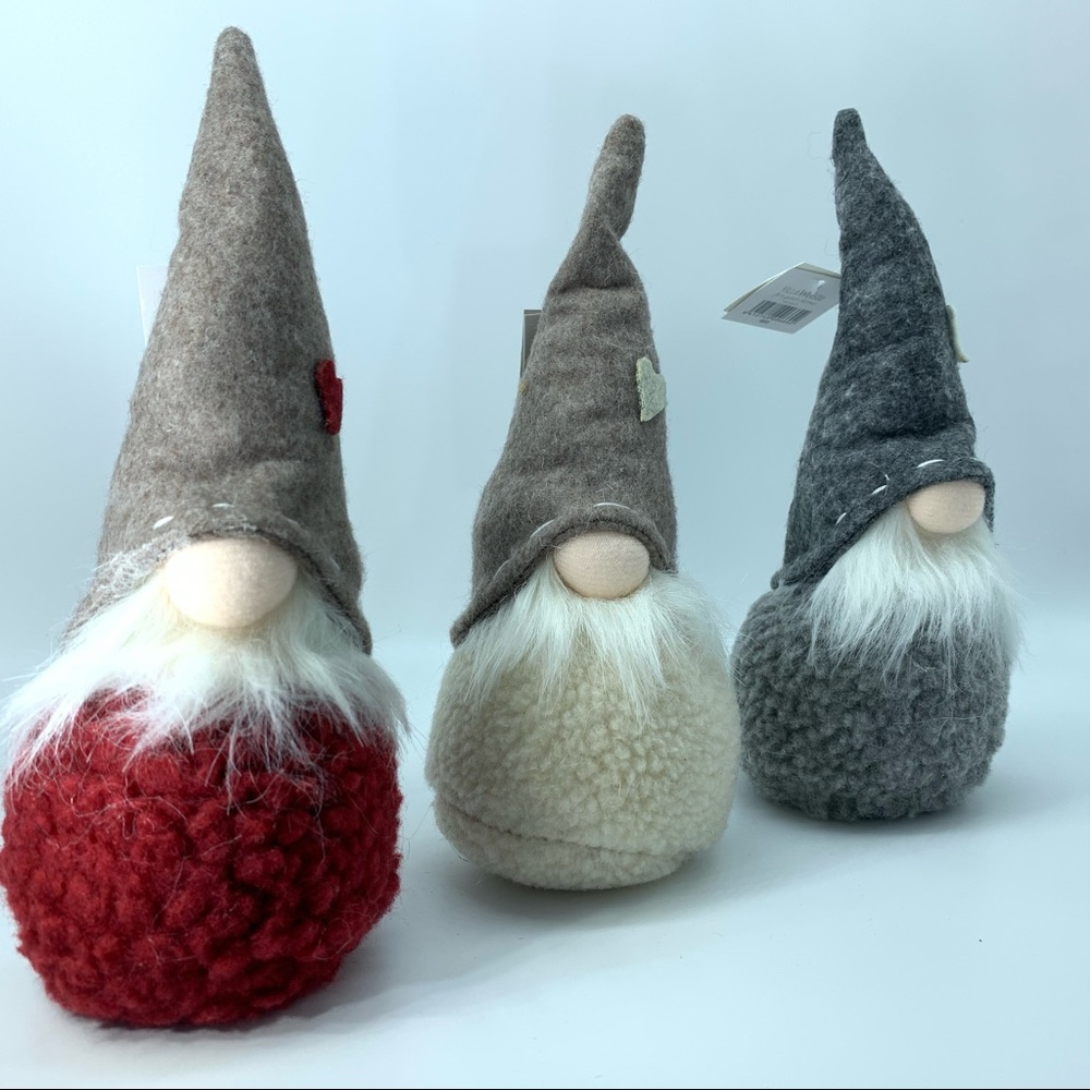 Gnome set of 3 Red Gray & beige